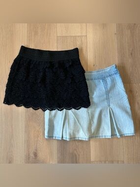 Women's Black and Denim Skirt Bundle Size 8 & Medium